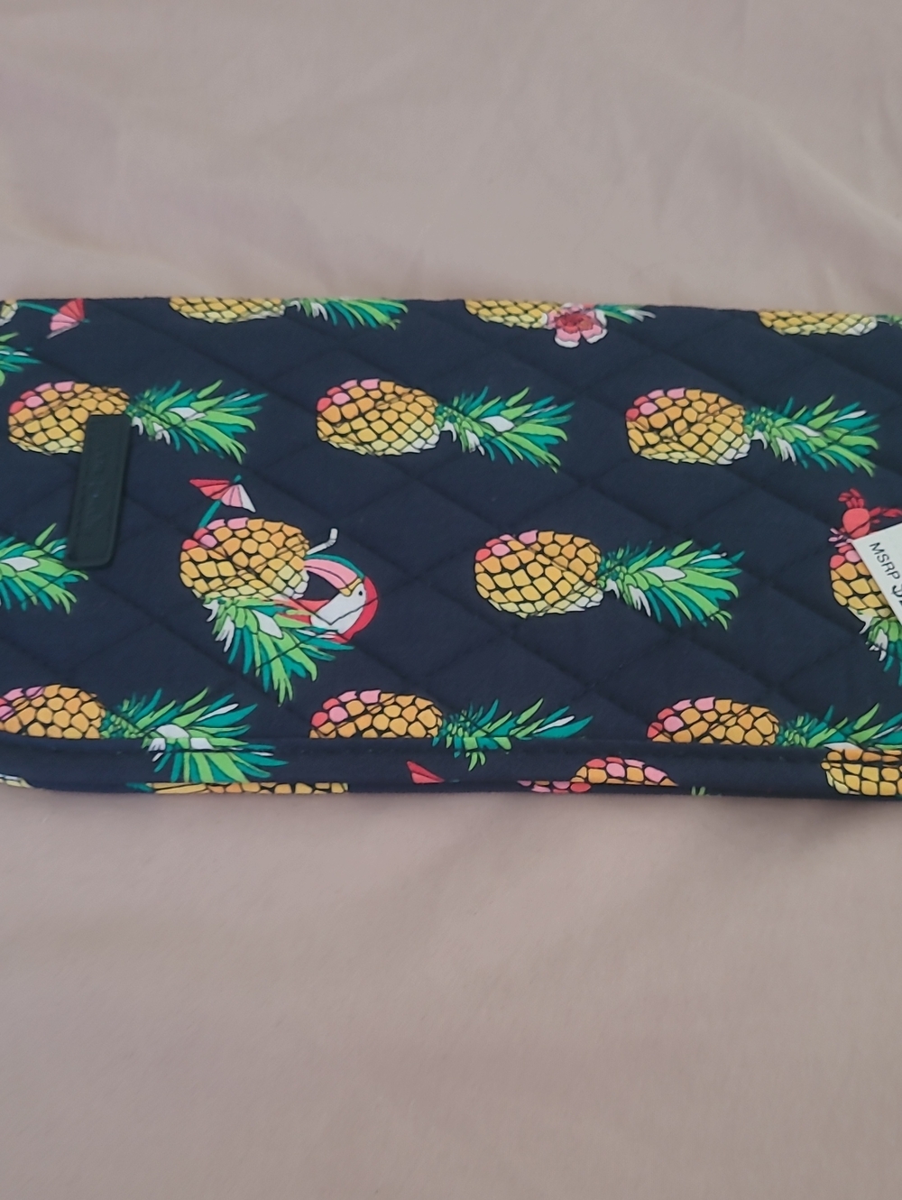 Vera Bradley Quilted Pineapple Print Curling And Flat Iron Cover- Navy